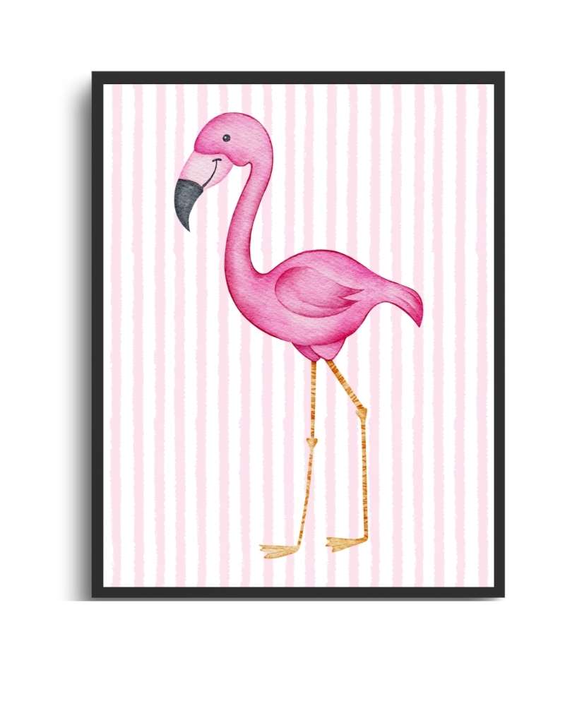 Flamingo Framed Print – Tropical Home Decor Semi Glossy Black