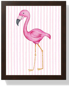 Flamingo Framed Print – Tropical Home Decor Semi Glossy Brown