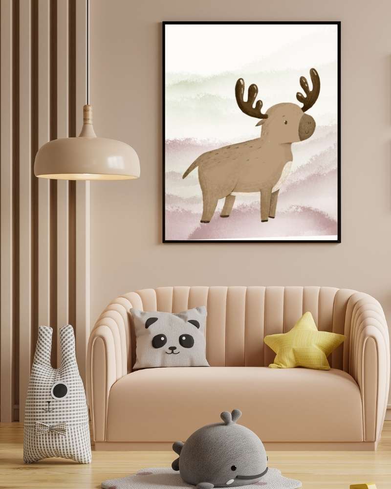 Reindeer Framed Print - Multi-Color Art for Kids' Rooms