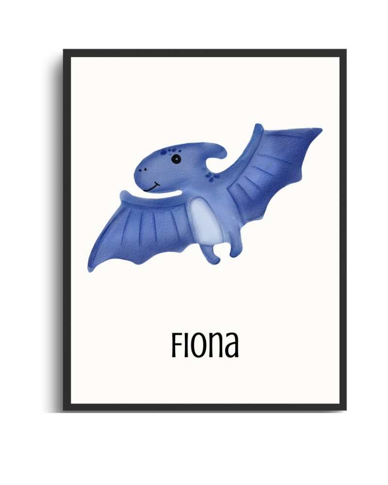 Framed Dragon Print with Name Personalization Semi Glossy Black