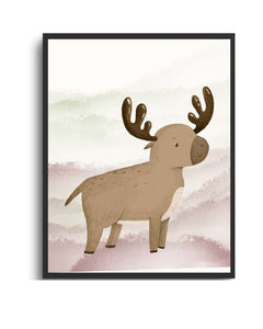 Reindeer Framed Print - Multi-Color Art for Kids' Rooms Semi Glossy Black