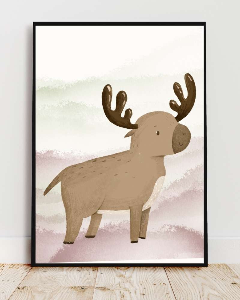 Reindeer Framed Print - Multi-Color Art for Kids' Rooms