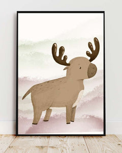 Reindeer Framed Print - Multi-Color Art for Kids' Rooms