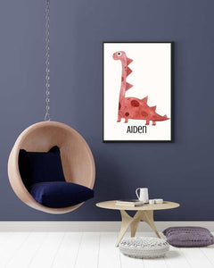 Personalized Dinosaur Framed Print - Colorful Kids Wall Art for nurseries and Playrooms