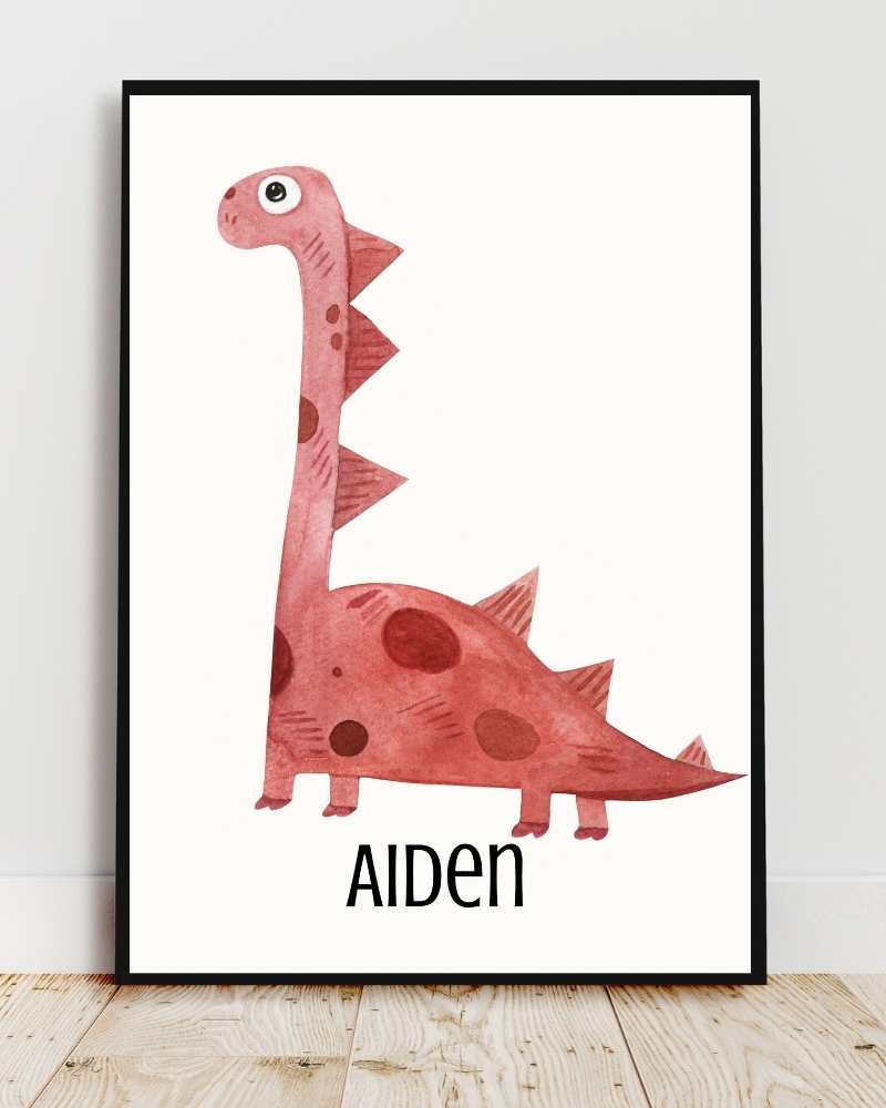Personalized Dinosaur Framed Print - Colorful Kids Wall Art for nurseries and Playrooms