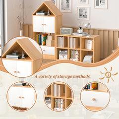 Versatile Children's Bookshelf with House-Shaped Design – Multi-Functional Storage Organizer for Books and Toys – Adjustable Placement, Durable MDF Construction