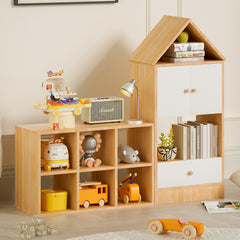 Versatile Children's Bookshelf with House-Shaped Design – Multi-Functional Storage Organizer for Books and Toys – Adjustable Placement, Durable MDF Construction