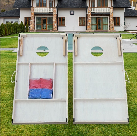 Portable Cornhole Set, Outdoor Lawn Game, Wooden Corn Hole Boards with Bags & Carrying Case