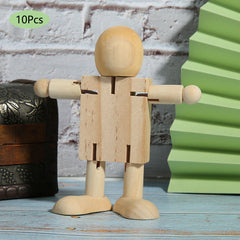 Wooden Jointed Robot Figures - DIY Painting Crafts & Desk Toy for Kids & Adults - Flexible Wooden Robots for Home Decor & Creative Play (Set of 10)