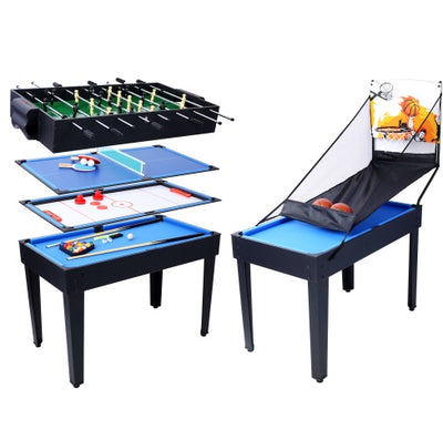 5-in-1 Multi Game Table, Billiards, Hockey, Foosball, Ping Pong, Basketball, Black/Blue/Brown