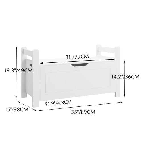 White Wooden Toy Box Chest with Flip-Top Lid and Safety Hinge – Large Kids Storage Organizer for Boys and Girls