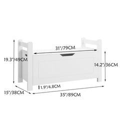 White Wooden Toy Box Chest with Flip-Top Lid and Safety Hinge – Large Kids Storage Organizer for Boys and Girls