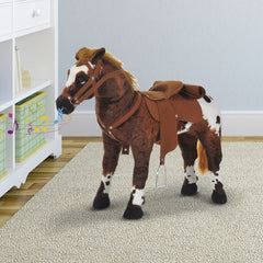 Sound-Making Ride-On Horse for Toddlers 3–5 – Plush Toy with Neighing & Galloping Sounds, Padded Seat, Brown Brown