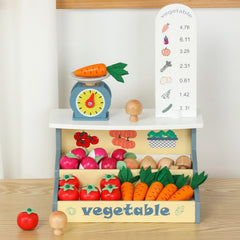 Robud Wooden Pretend Play Preschool Toy for Kids Aged 3+ | Wooden Supermarket Vegetable Store| Durable Educational Playset for Girls & Boys