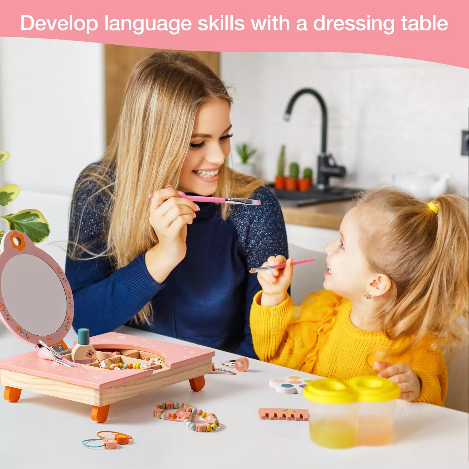 Robud Wooden Pretend Play Cosmetic Makeup Set – Educational Preschool Toy for Kids Aged 3+