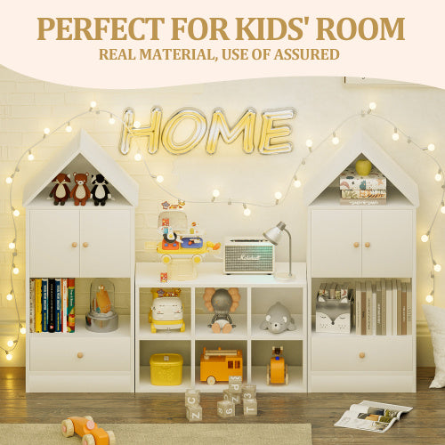 Versatile Children's Bookshelf with House-Shaped Design – Multi-Functional Storage Organizer for Books and Toys, Adjustable Placement, Durable MDF Construction, Easy Assembly, Safe for Kids