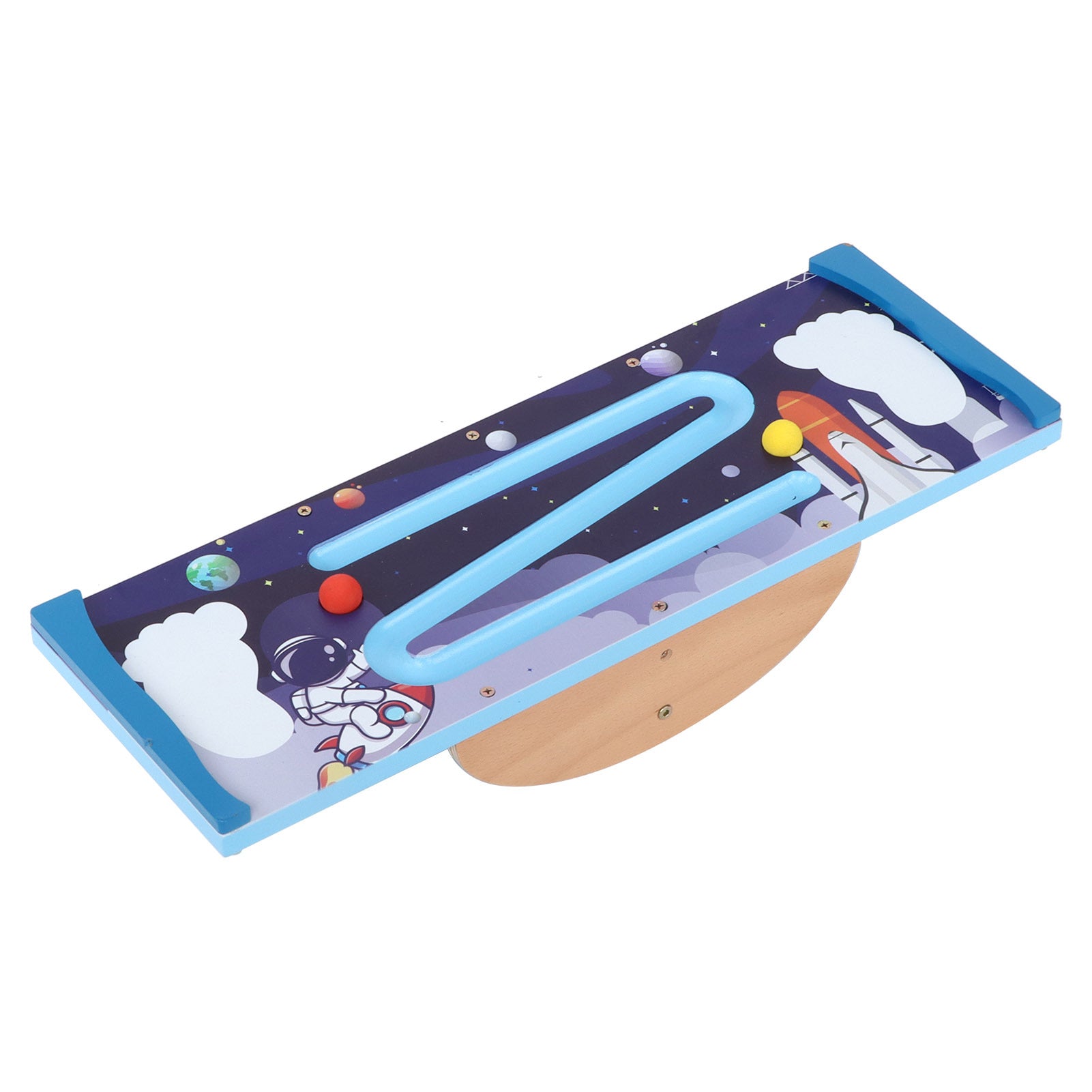 Wooden Balancing Board for Kids – Under Desk Anti-Slip Roller Balance Trainer | Develops Coordination & Core Strength
