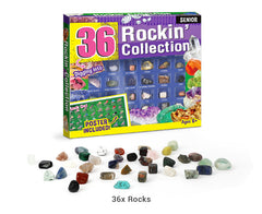 Rock Collection Kit for Kids – 36-Piece Gemstones and Crystals Set with Educational Learning Guide