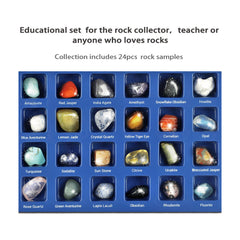 Rock Collection Kit for Kids – 36-Piece Gemstones and Crystals Set with Educational Learning Guide