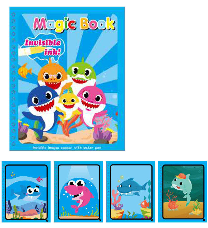 Children's Magic Water Painting Book – Reusable Coloring Activity for Kids Baby shark