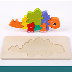 Number Matching Wooden 3D Dinosaur Puzzles – Educational Toy for Kids Aged 4-6, Enhances Cognitive Development and Fine Motor Skills Stegosaurus