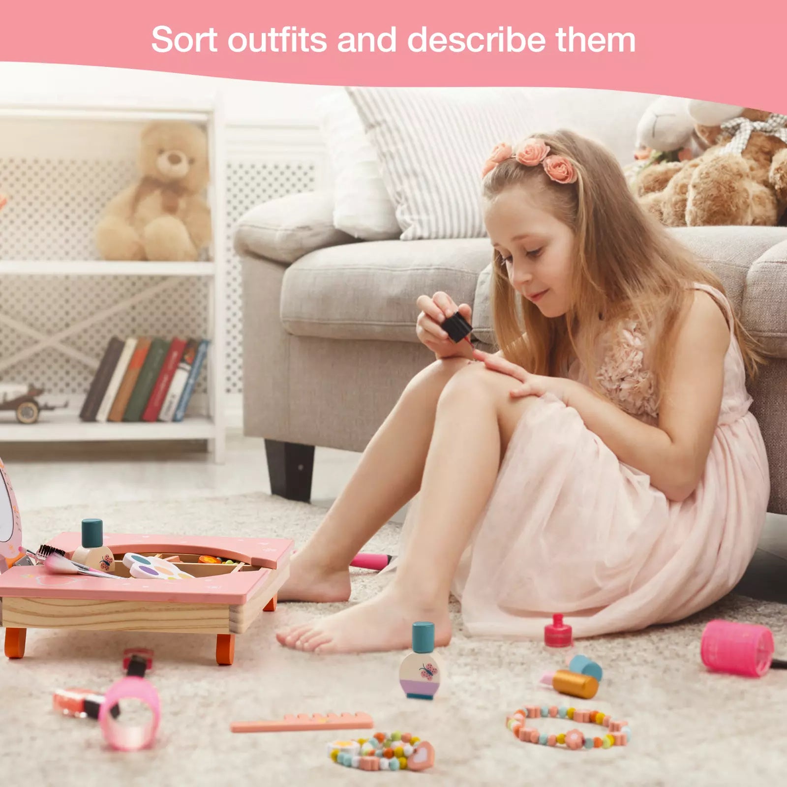 Robud Wooden Pretend Play Cosmetic Makeup Set – Educational Preschool Toy for Kids Aged 3+