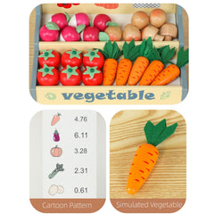 Robud Wooden Pretend Play Preschool Toy for Kids Aged 3+ | Wooden Supermarket Vegetable Store| Durable Educational Playset for Girls & Boys