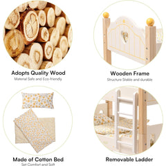 Wooden Baby Doll Bunk Beds – Stackable Cribs for 18-Inch Dolls | Fits American Girl Dolls | Yellow | 21.7 x 11.9 x 18.1 inches