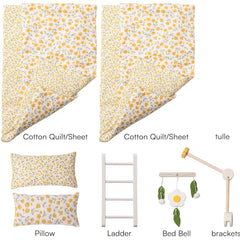 Wooden Baby Doll Bunk Beds – Stackable Cribs for 18-Inch Dolls | Fits American Girl Dolls | Yellow | 21.7 x 11.9 x 18.1 inches