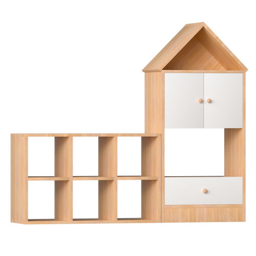 Versatile Children's Bookshelf with House-Shaped Design – Multi-Functional Storage Organizer for Books and Toys – Adjustable Placement, Durable MDF Construction