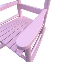 Light Pink Wooden Children's Rocking Chair – Indoor/Outdoor Populus Wood Rocker for Kids