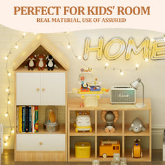 Versatile Children's Bookshelf with House-Shaped Design – Multi-Functional Storage Organizer for Books and Toys – Adjustable Placement, Durable MDF Construction
