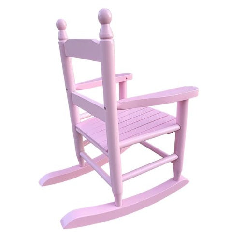 Light Pink Wooden Children's Rocking Chair – Indoor/Outdoor Populus Wood Rocker for Kids
