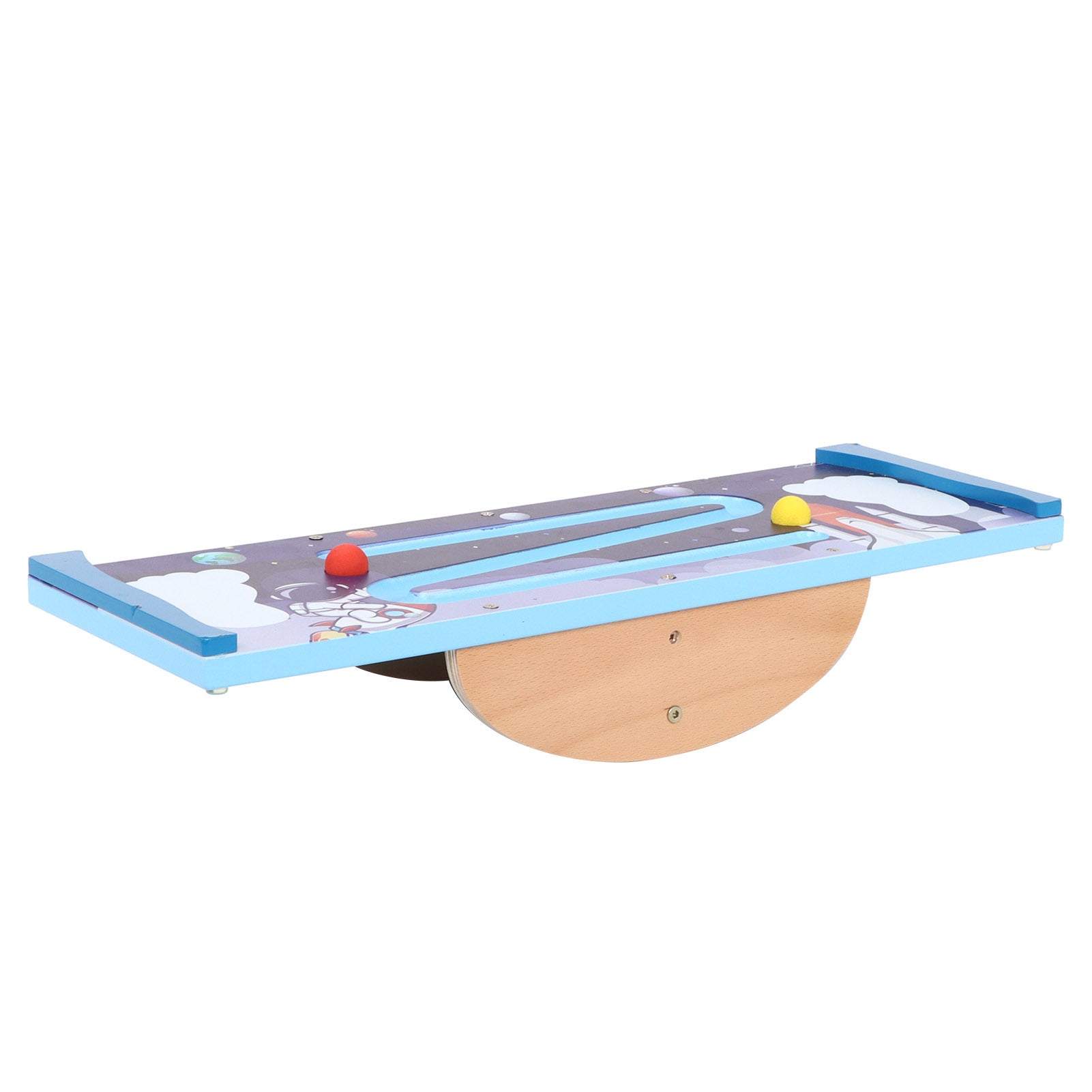 Wooden Balancing Board for Kids – Under Desk Anti-Slip Roller Balance Trainer | Develops Coordination & Core Strength