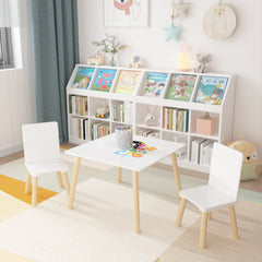 Kids Wooden Table & 2 Chairs Set – Toddler Activity Play Furniture, White