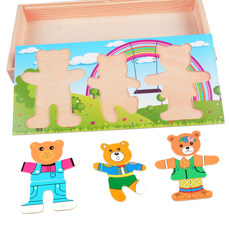 Mix and Match Wooden Bear Dressing Puzzle - Woodwork Toys