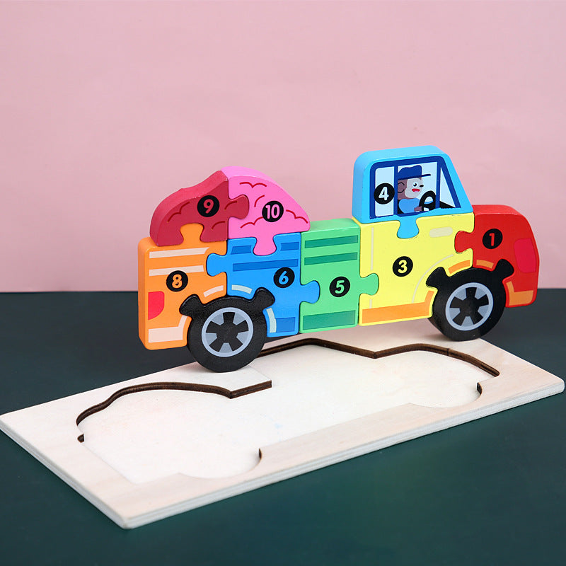 Number Matching Wooden 3D Puzzle - Woodwork Toys