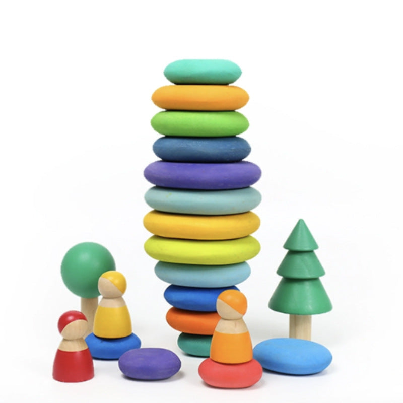 Stacking Stone Wooden Blocks - Woodwork Toys