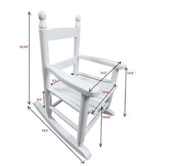 Children's White Wooden Rocking Chair – Solid Poplar Wood, Indoor/Outdoor Use