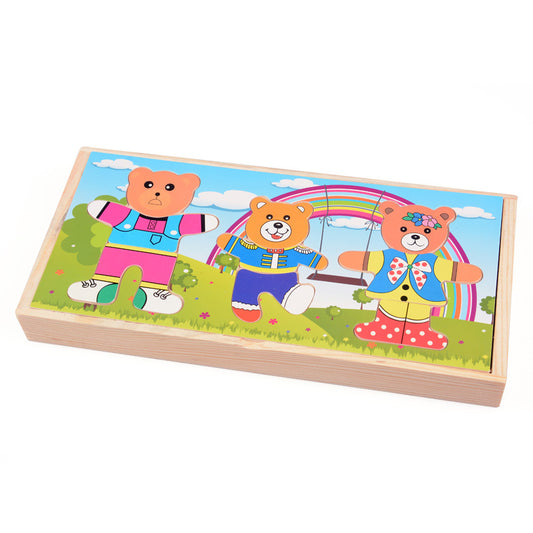 Mix and Match Wooden Bear Dressing Puzzle - Woodwork Toys