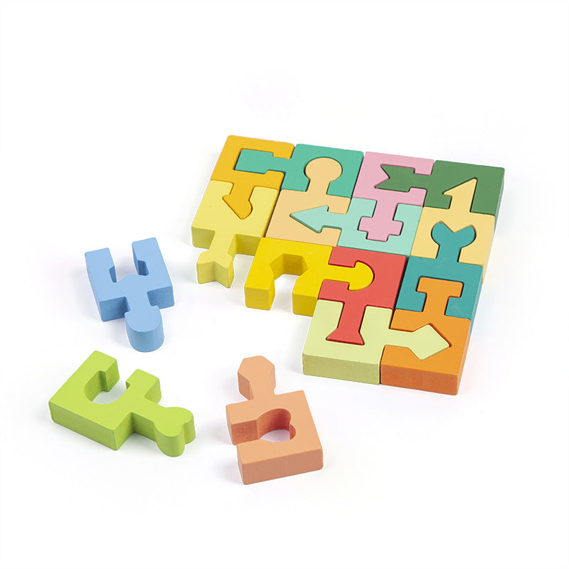 Geometric Puzzle and Stacking Blocks - Woodwork Toys