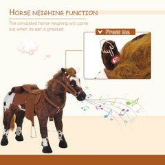 Sound-Making Ride-On Horse for Toddlers 3–5 – Plush Toy with Neighing & Galloping Sounds, Padded Seat, Brown