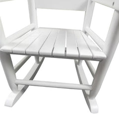 Children's White Wooden Rocking Chair – Solid Poplar Wood, Indoor/Outdoor Use