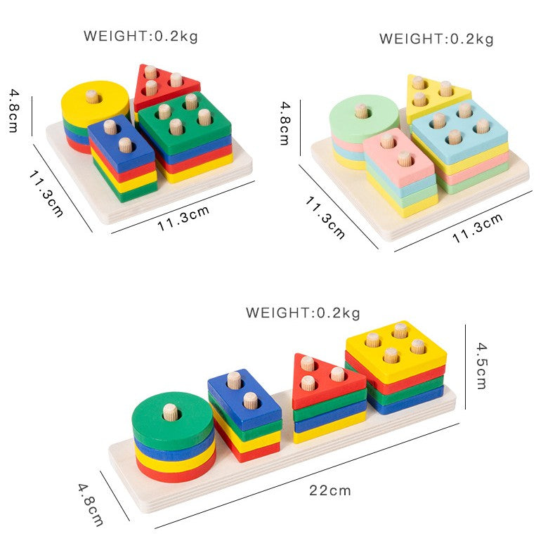 Color Recognition, Wooden Sorting and Stacking Blocks - Woodwork Toys