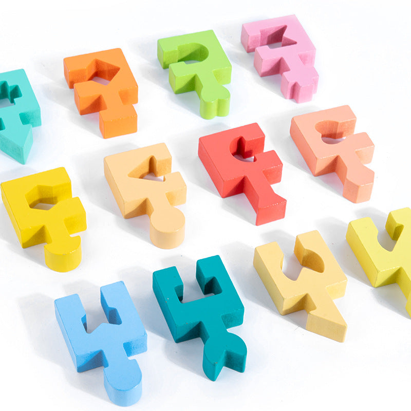 Geometric Puzzle and Stacking Blocks - Woodwork Toys