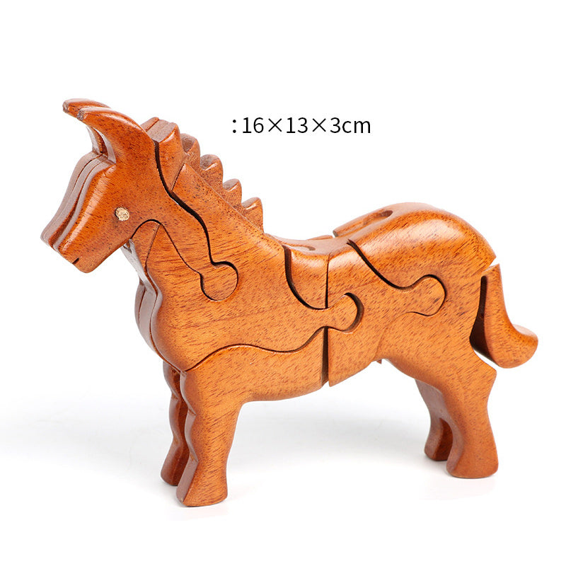 Solid Wood Animal Block Puzzles - Woodwork Toys