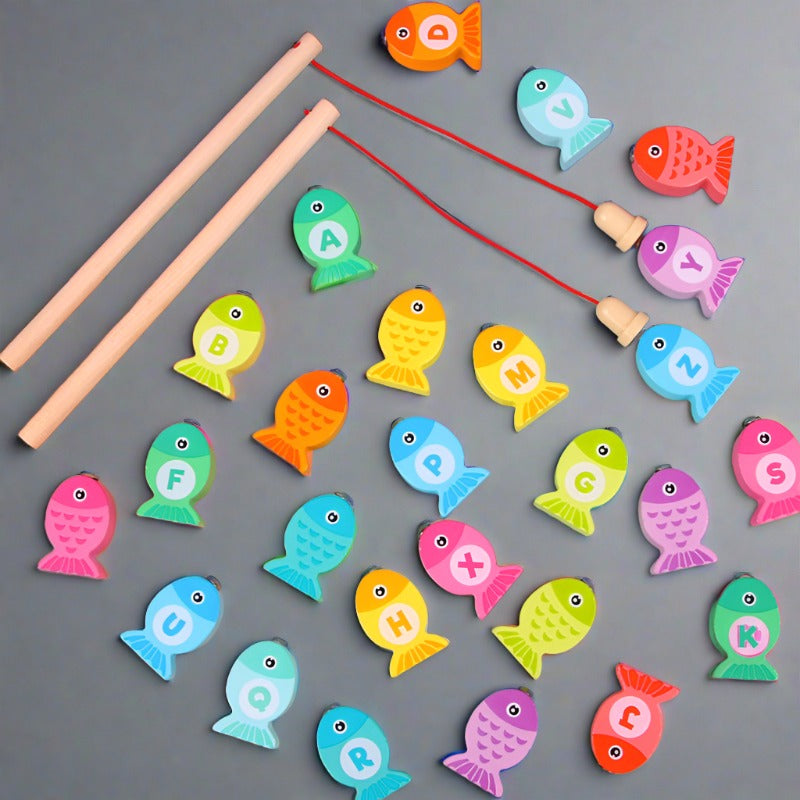 Letters & Numbers Magnetic Fishing Game - Woodwork Toys