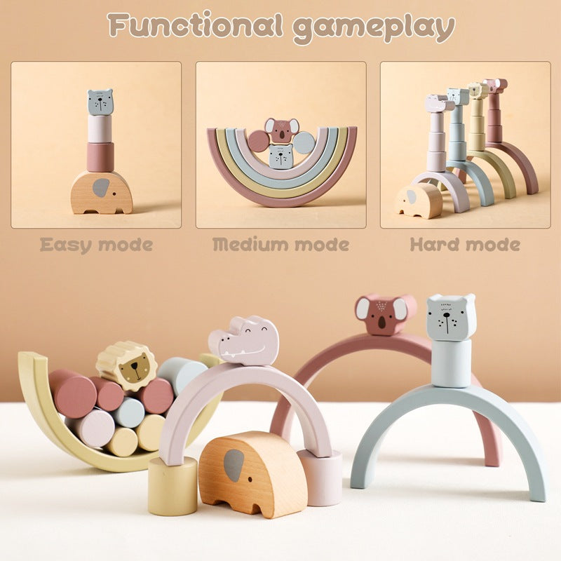 Stacking Arches and Animal Balance Set - Woodwork Toys