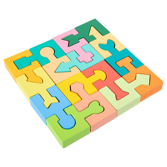 Geometric Puzzle and Stacking Blocks - Woodwork Toys