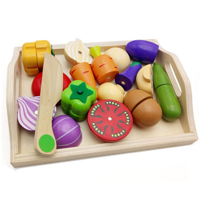 Fruits, Vegetables and Snacks Playset with Wooden Tray - Woodwork Toys